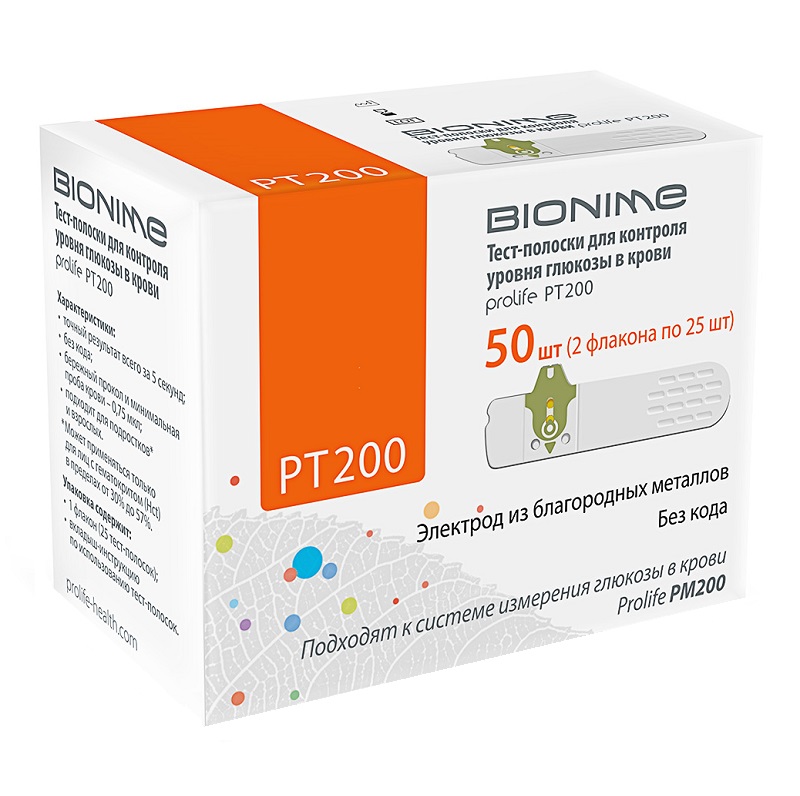 Prolife  (Тест-полоски PT 200 к системам контроля уровня глюкозы в крови PM 200  №50)