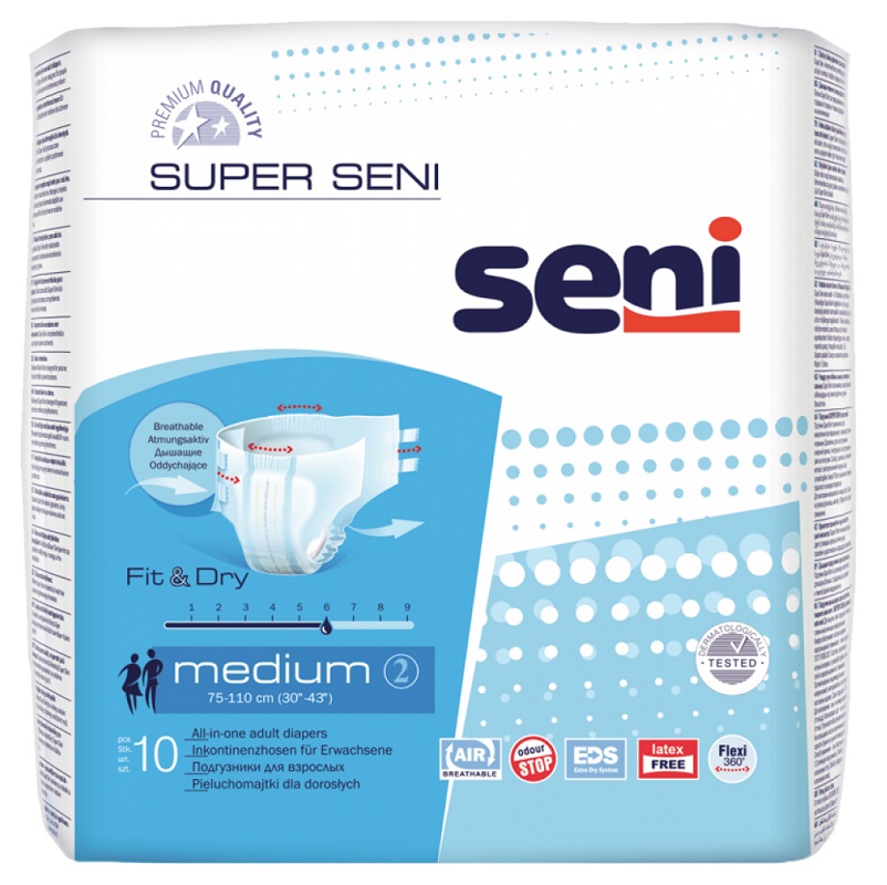 Seni Super medium Подгузники дышащие для взрослых №10 