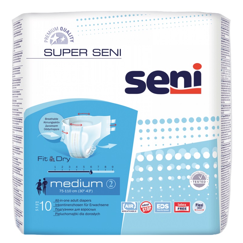Seni Super medium Подгузники дышащие для взрослых №10 