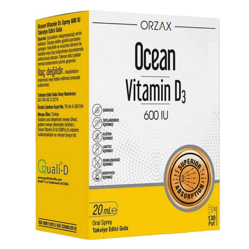ORZAX (БАД) (Оушен Витамин D3 600 МЕ/Ocean Vitamin D3 600 IU   жидкость во фл. 20 мл с дозатором )
