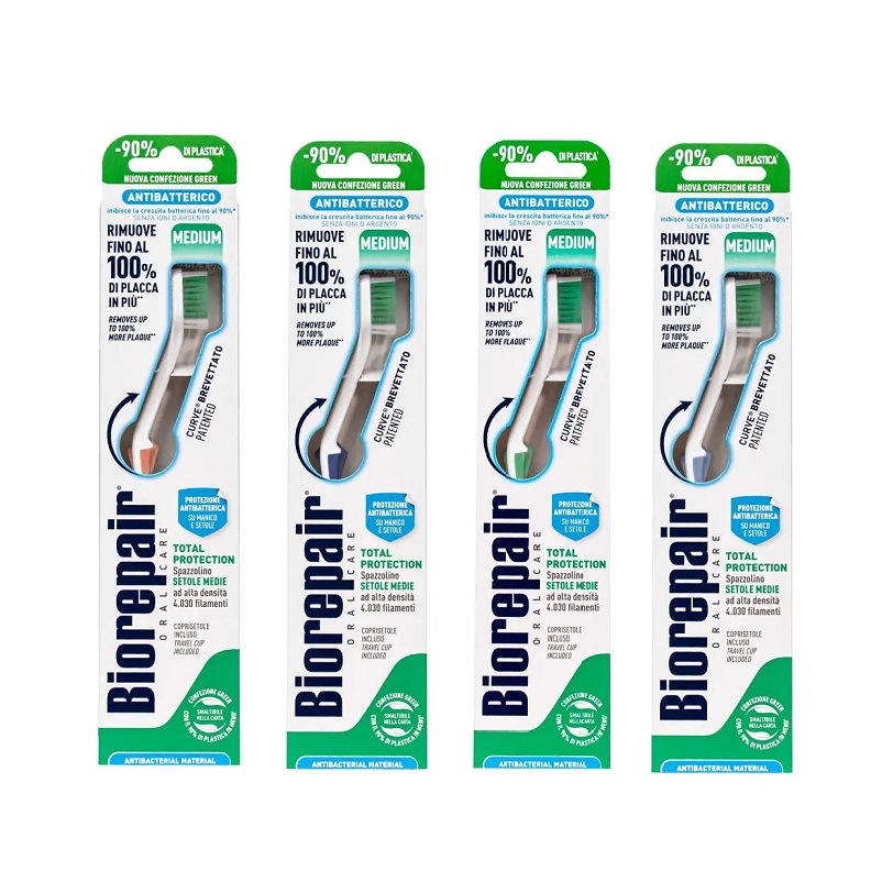 Biorepair Зубная щетка изогнутая д/комплексной защиты десен средн.жесткости