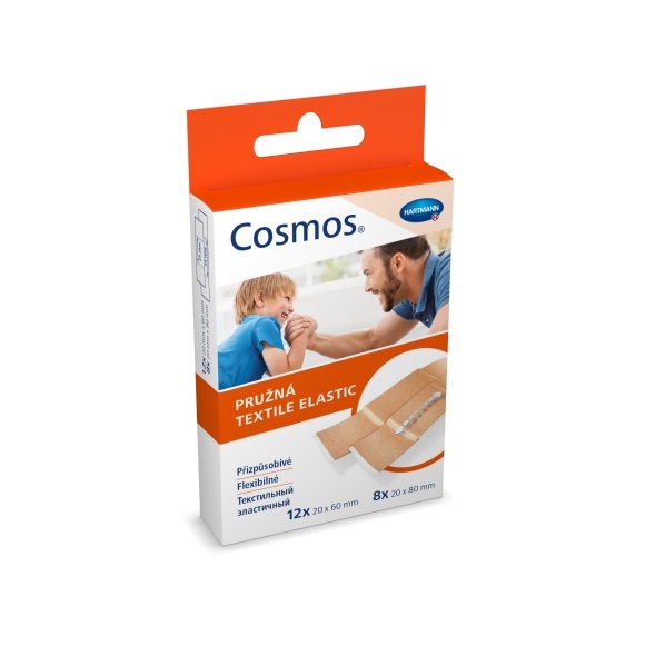 Пластырь (Cosmos® flexible (ЭЛАСТИЧНЫЙ) нестер.  р. 2см х 6см (12 шт) и 2см х 8см (8 шт) №20)