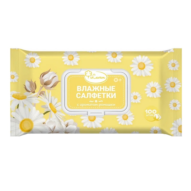 Lavan Салфетки влажные универсальные освежающие для детей с экстрактом ромашки №100